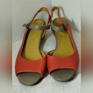 Bussola Stylish Red/ Orange and Gray Women's Slingback Sandals (40/8)